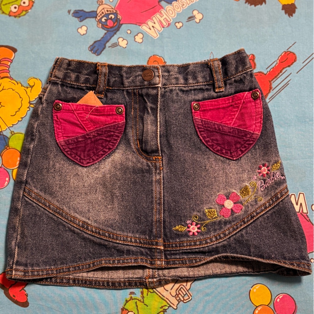 Barbie Denim Skirt with Pink Pockets